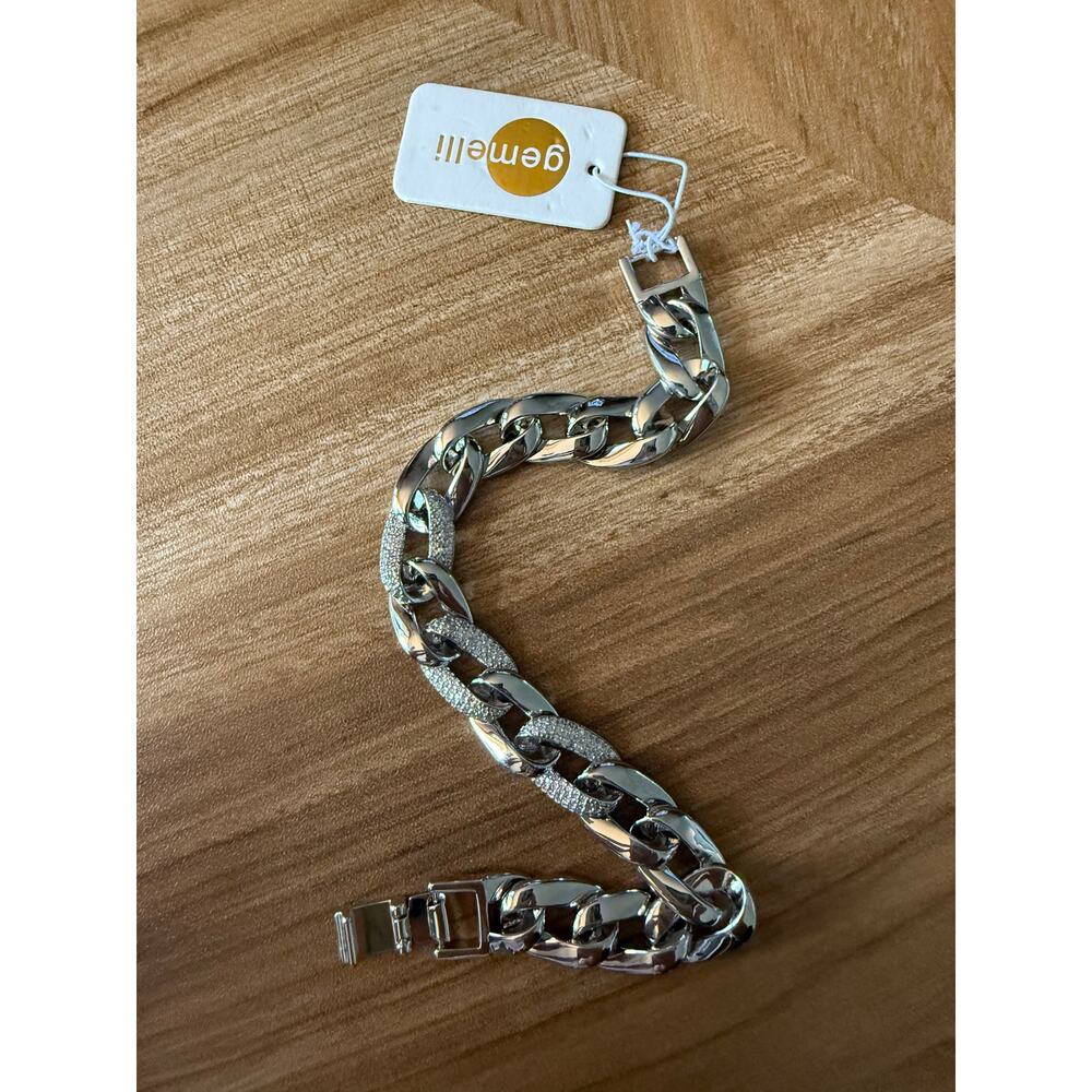 6/$25 NWT Gemelli Dollie Bracelet Silver Plated Cubic Zirconia CZ 7.5" Chain